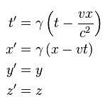 lorentz dönüşümü formulü