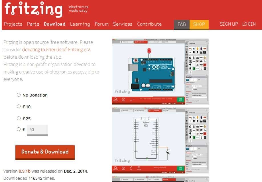 Fritzing devre tasarım programı