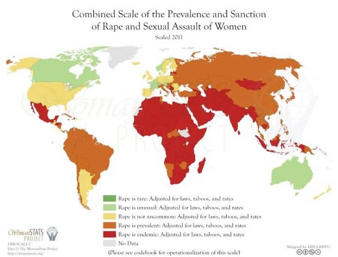 ülkelere göre tecavüz oranları