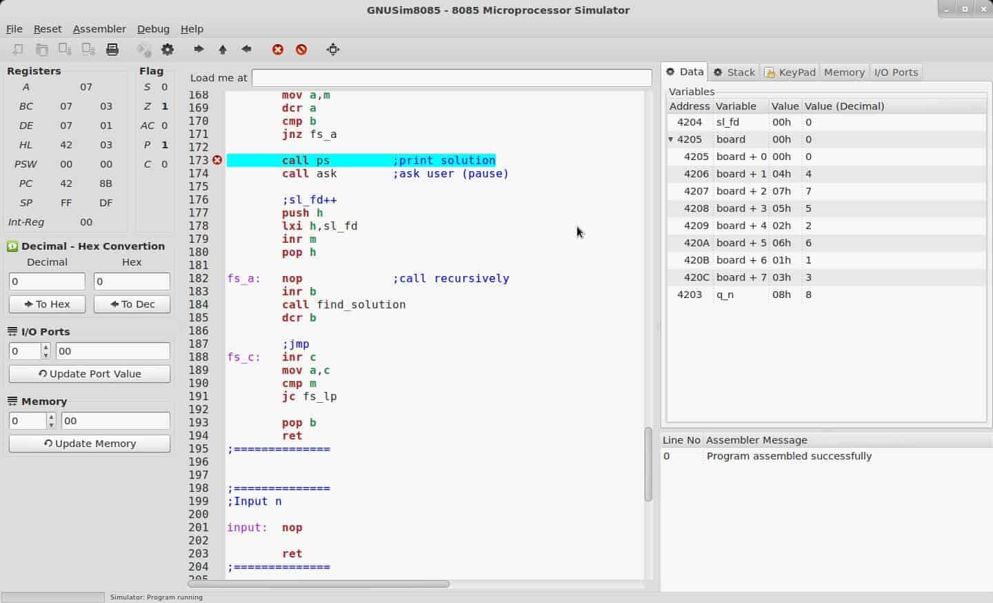 Program n 11. Симулятор ассемблера. Gnusim8085. JNZ ассемблер. I8085 эмулятор.