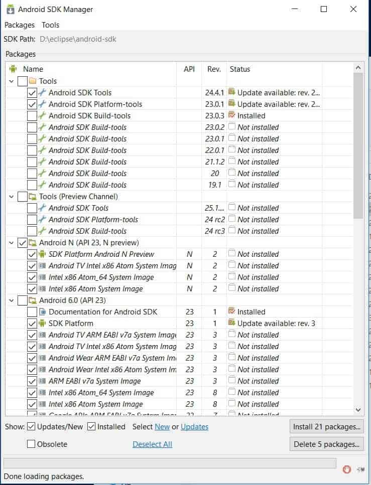 android sdk manager